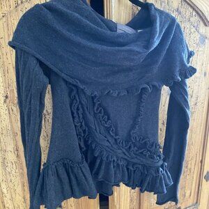 Anthropologie (S) Guinevere Dark Gray Cotton/Cashmere Sweeping Thrills Sweater